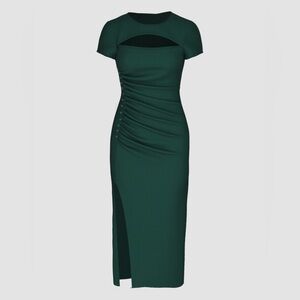 Elegant Green Cut Out Midi Dress